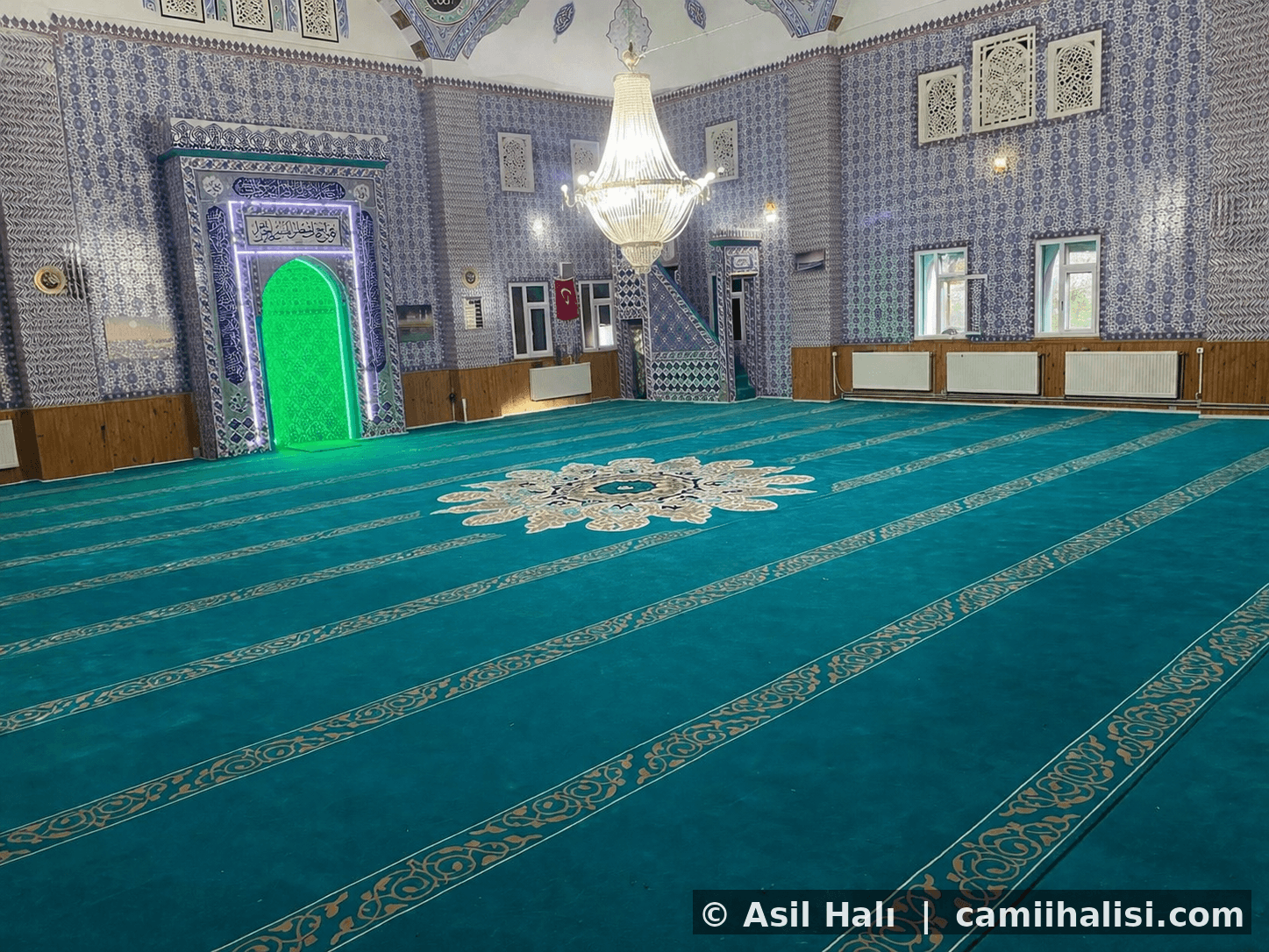 Göbekli polyamid cami halısı — polyamid göbek motifli lüks model